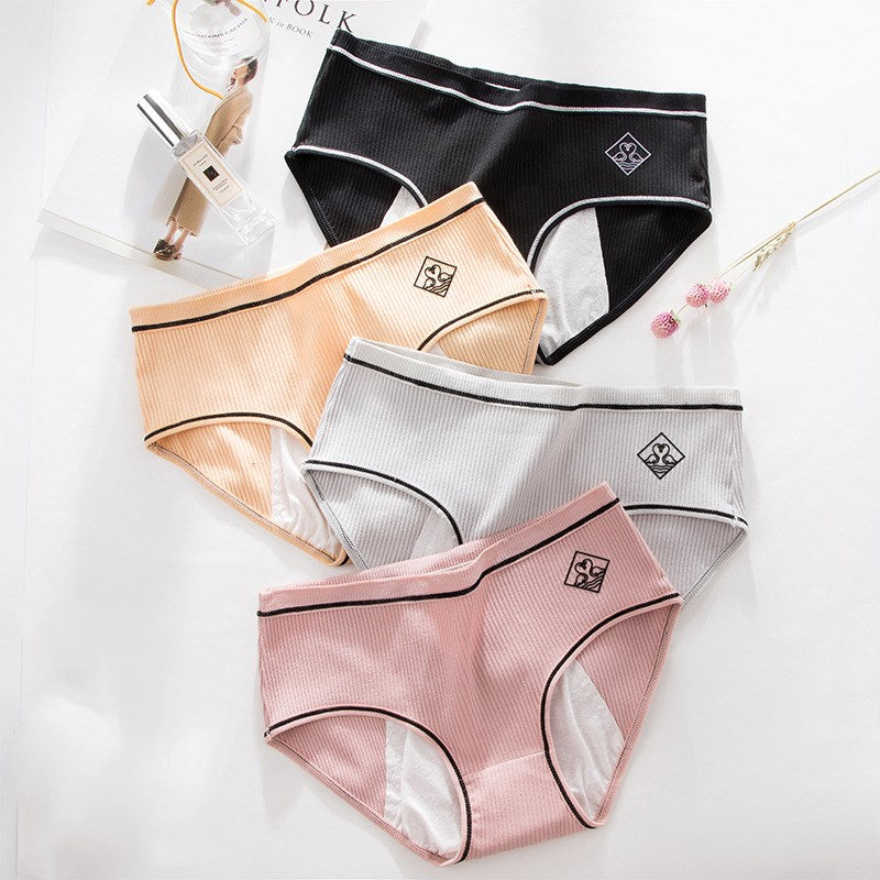 Threaded cotton sanitary panties