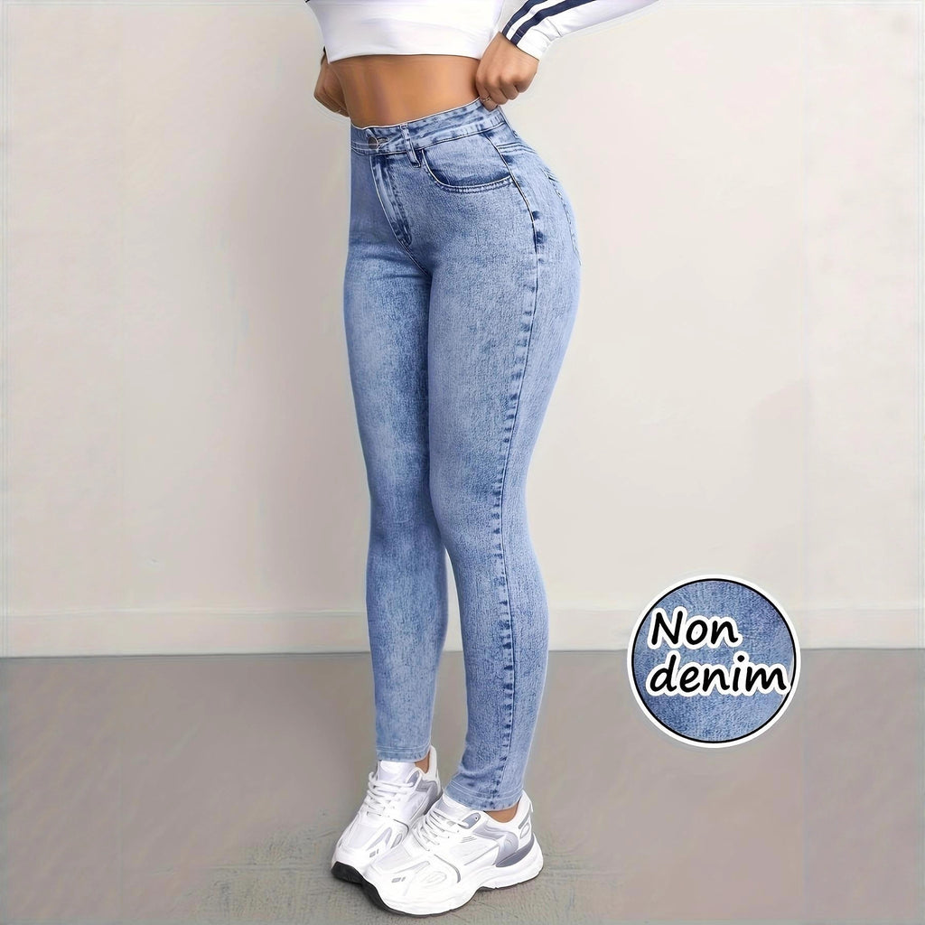 New Faux Denim Printed Fitness Leggings